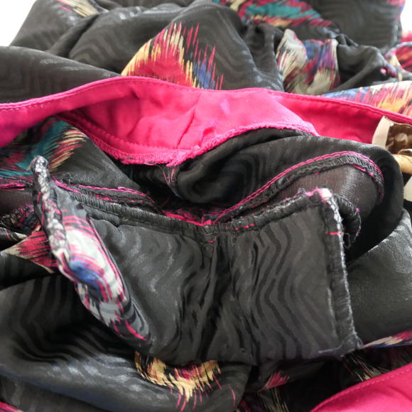 Vintage Robbie Bee Midi Dress Womens 7 or 8 Black Pink Paisly Artsy Shoulder Pad - Picture 13 of 14